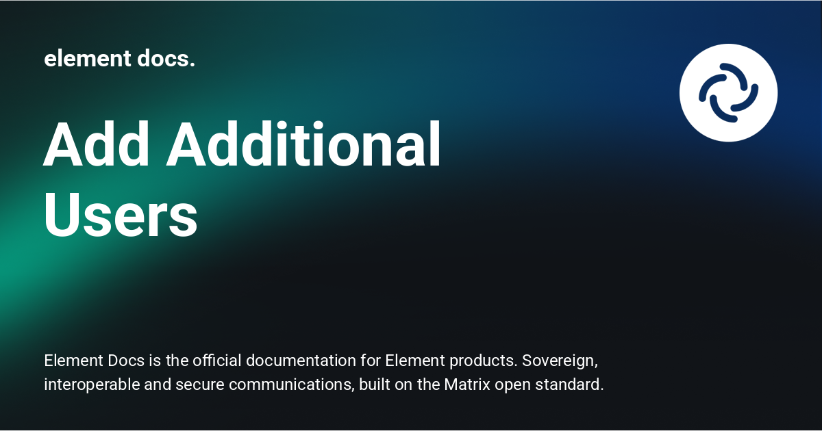 Add Additional Users - element docs.