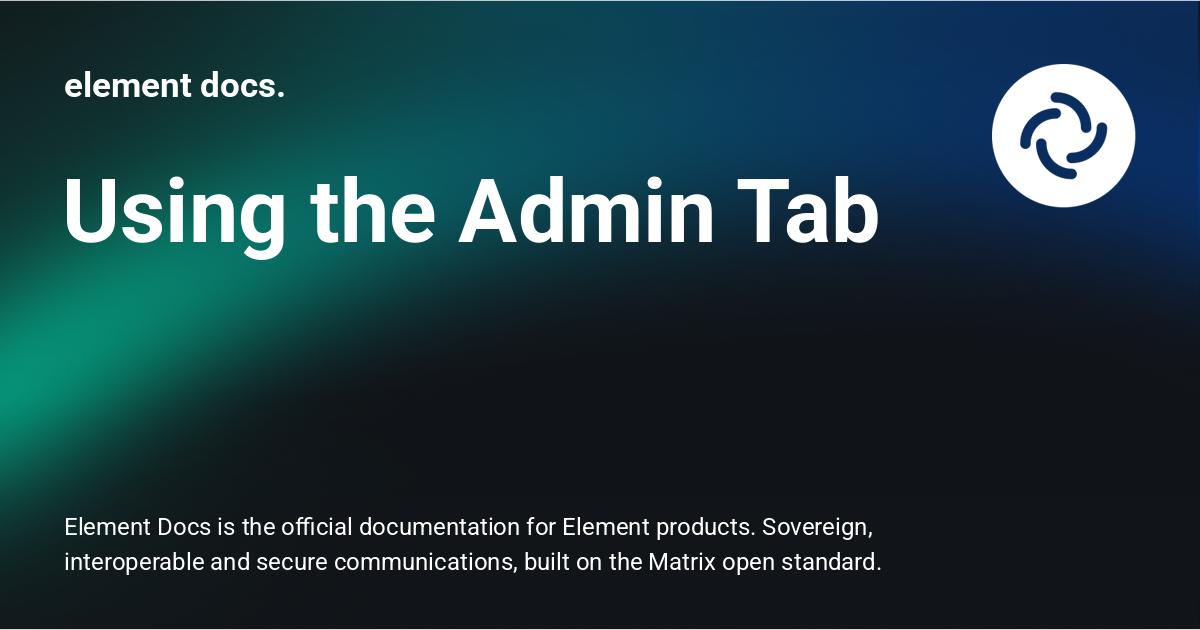 Using the Admin Tab - element docs.
