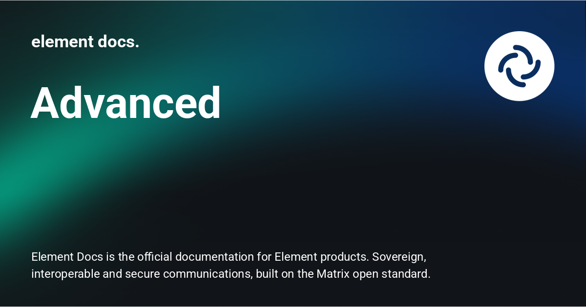Advanced - element docs.