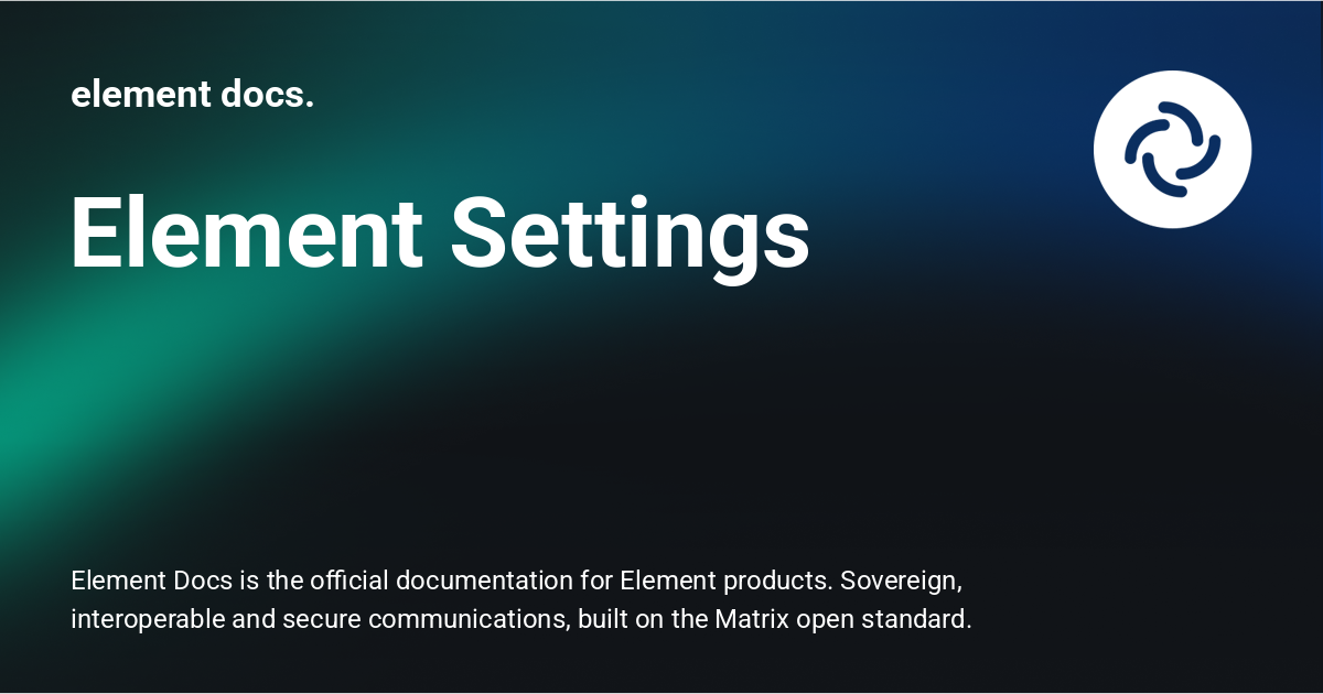 Element Settings - element docs.