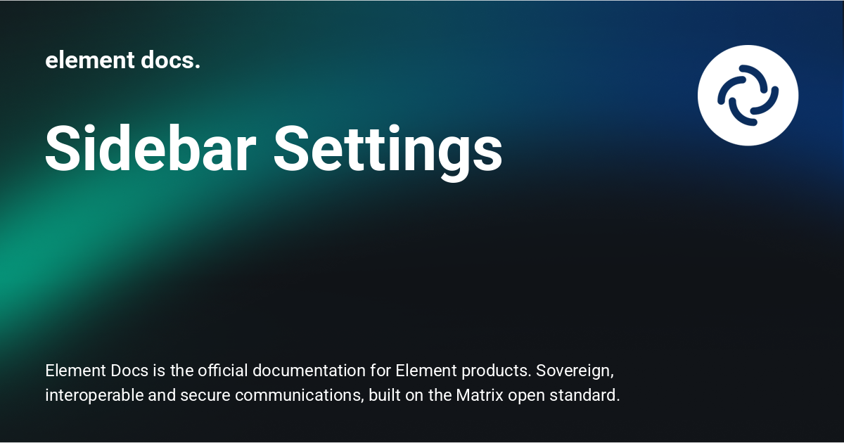 Sidebar Settings - element docs.