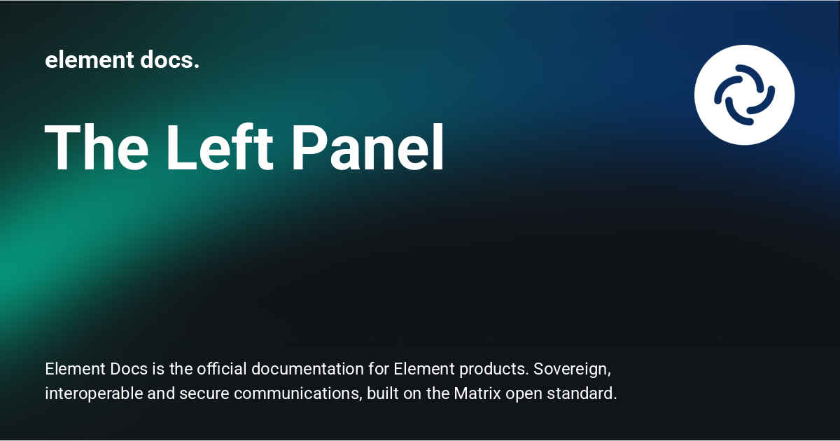 The Left Panel - element docs.