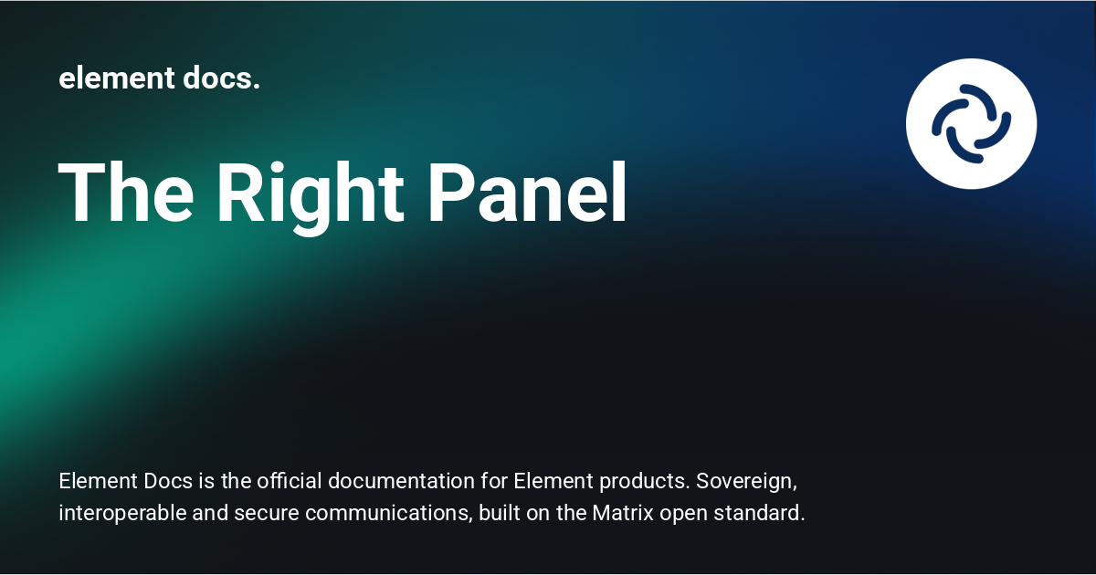The Right Panel - element docs.